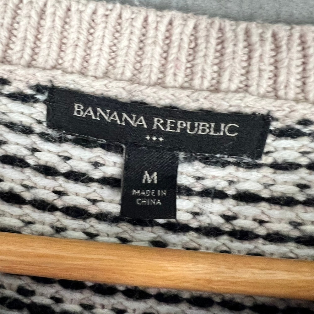 Banana Republic Womens M Cotton Wool Blend Textured Crewneck Sweater Light Pink - Picture 3 of 7